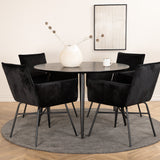 Jídelní stůl Dipp - 115 cm - Černá dýha / Celé černé nohy + Židle Petra - Černá / Black Velvet_4