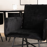 Jídelní stůl Dipp - 115 cm - Černá dýha / Celé černé nohy + Židle Petra - Černá / Black Velvet_4