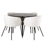 Jídelní stůl Dipp - 115 cm - černá dýha / celé černé nohy + židle Berit - černá / béžová Velvet_4