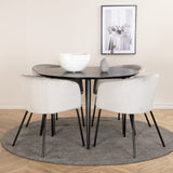 Jídelní stůl Dipp - 115 cm - černá dýha / celé černé nohy + židle Berit - černá / světle šedá Velvet_4