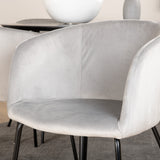 Jídelní stůl Dipp - 115 cm - černá dýha / celé černé nohy + židle Berit - černá / světle šedá Velvet_4