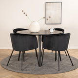 Jídelní stůl Dipp - 115 cm - černá dýha / celé černé nohy + židle Berit - černá / černý samet_4