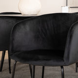 Jídelní stůl Dipp - 115 cm - černá dýha / celé černé nohy + židle Berit - černá / černý samet_4