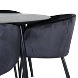 Jídelní stůl Dipp - 115 cm - černá dýha / celé černé nohy + židle Berit - černá / černý samet_4