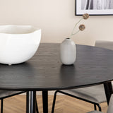 Jídelní stůl Dipp - 115 cm - černá dýha / celé černé nohy + židle Kenth - černá / světle šedá Velvet_4