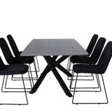 Jídelní stůl Piazza, černá šedá dýha+muce jídelní židle, černé nohy, černá látka_6