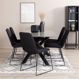Jídelní stůl Piazza, černá šedá dýha+muce jídelní židle, černé nohy, černá látka_6