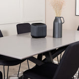 Jídelní stůl Piazza, černá šedá dýha+muce jídelní židle, černé nohy, černá látka_6