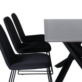 Jídelní stůl Piazza, černá šedá dýha+muce jídelní židle, černé nohy, černá látka_6