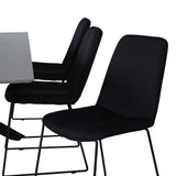 Jídelní stůl Piazza, černá šedá dýha+muce jídelní židle, černé nohy, černá látka_6