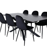 Jídelní stůl Piazza, černá šedá dýha+polární jídelní židle, černé nohy Black Velvet (ers√§tter 19902,888)_6