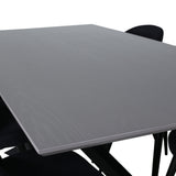 Jídelní stůl Piazza, černá šedá dýha + sametová jídelní židle, černé nohy, černá látka_6