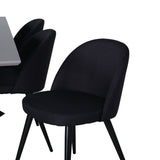 Jídelní stůl Piazza, černá šedá dýha + sametová jídelní židle, černé nohy, černá látka_6