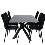Jídelní stůl Piazza, černá šedá dýha + židle Windu Lyx, černá černá Velvet_6