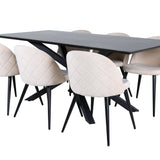 Jídelní stůl Piazza – černá / černá dýha + židle se sametovými stehy – černá / béžová Velvet_6