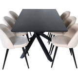 Jídelní stůl Piazza – černá / černá dýha + židle se sametovými stehy – černá / béžová Velvet_6