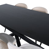 Jídelní stůl Piazza – černá / černá dýha + židle se sametovými stehy – černá / béžová Velvet_6