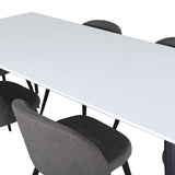 Jídelní stůl Jimmy – černá/bílá židle HPL+sametové stehy – černá/šedá mikrovlákno_6