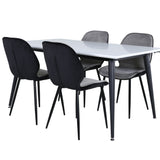 Jídelní stůl Jimmy - černá / bílá židle HPL+Emma - černá / černá a světle šedá Černý samet vzadu Šedý samet vpředu_4