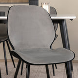 Jídelní stůl Jimmy - černá / bílá židle HPL+Emma - černá / černá a světle šedá Černý samet vzadu Šedý samet vpředu_4