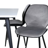 Jídelní stůl Jimmy - černá / bílá židle HPL+Emma - černá / černá a světle šedá Černý samet vzadu Šedý samet vpředu_4