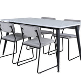 Jídelní stůl Jimmy - černá / bílá židle HPL+Kenth - černá / světle šedá Velvet_4