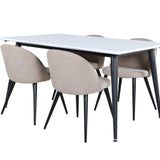 Jídelní stůl Jimmy – černá/bílá židle HPL+sametové stehy – černá/béžová látka (polyesterové prádlo)_4