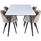 Jídelní stůl Jimmy – černá/bílá židle HPL+sametové stehy – černá/béžová látka (polyesterové prádlo)_4