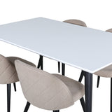 Jídelní stůl Jimmy – černá/bílá židle HPL+sametové stehy – černá/béžová látka (polyesterové prádlo)_4