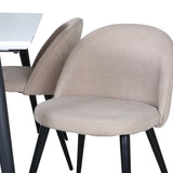 Jídelní stůl Jimmy – černá/bílá židle HPL+sametové stehy – černá/béžová látka (polyesterové prádlo)_4