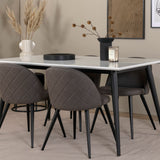 Jídelní stůl Jimmy – černá/bílá židle HPL+sametové stehy – černá/šedá mikrovlákno_4