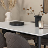 Jídelní stůl Jimmy – černá/bílá židle HPL+sametové stehy – černá/šedá mikrovlákno_4