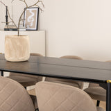 Jídelní stůl Pelle - Černá / černá Židle Black+Velvet Stitches - Černá / Béžová látka (polyesterové prádlo)_6