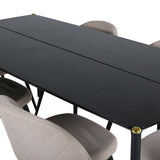 Jídelní stůl Pelle - Černá / černá Židle Black+Velvet Stitches - Černá / Béžová látka (polyesterové prádlo)_6