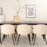 Jídelní stůl Pelle - Černá / černá Židle Black+Velvet Stitches - Černá / Béžová Velvet_6