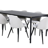 Jídelní stůl Pelle - Černá / černá Černá+Velvet Jídelní židle Manšestr - Béžová / Černá_6