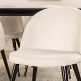 Jídelní stůl Pelle - Černá / černá Černá+Velvet Jídelní židle Manšestr - Béžová / Černá_6