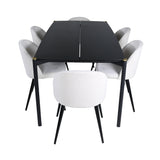 Jídelní stůl Pelle - Černá / černá Černá+Velvet Jídelní židle Manšestr - Béžová / Černá_6