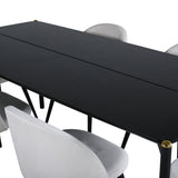 Jídelní stůl Pelle - Černá / černá Černá+Velvet Jídelní židle Manšestr - Béžová / Černá_6