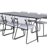 Jídelní stůl Petra - černá / černá dýha + židle Kenth - černá / světle šedá Velvet_6