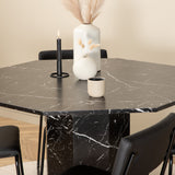 Kulatý jídelní stůl Marbs - Černá / Černá sklo Židle Marble+Kenth - Černá / Černá PU_4