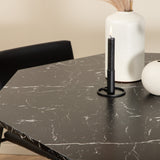 Kulatý jídelní stůl Marbs - Černá / Černá sklo Židle Marble+Kenth - Černá / Černá PU_4