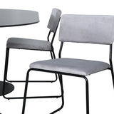 Pillan oválný jídelní stůl , černé černé sklo mramor + židle Kenth , černá světle šedá Velvet_4