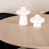 Kulatý jídelní stůl Bianca - White Wash / Černá dýha + židle Berit - Černá / Black Velvet_4