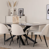 Jídelní stůl Piazza – černá / šedá dýha + sametová jídelní židle manšestrová – béžová / černá_6