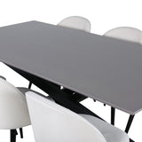 Jídelní stůl Piazza – černá / šedá dýha + sametová jídelní židle manšestrová – béžová / černá_6