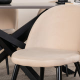 Jídelní stůl Piazza – černá/šedá dýha+židle sametové stehy – černá/béžová Velvet_6