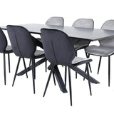 Jídelní stůl Piazza - černá / černá dýha + židle Emma - černá / černá a světle šedá Černý samet vzadu Šedý samet vpředu_6