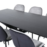 Jídelní stůl Piazza - černá / černá dýha + židle Emma - černá / černá a světle šedá Černý samet vzadu Šedý samet vpředu_6