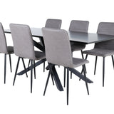 Jídelní stůl Piazza - černá / černá dýha + židle Windu Lyx - černá / šedá mikrovlákno_6